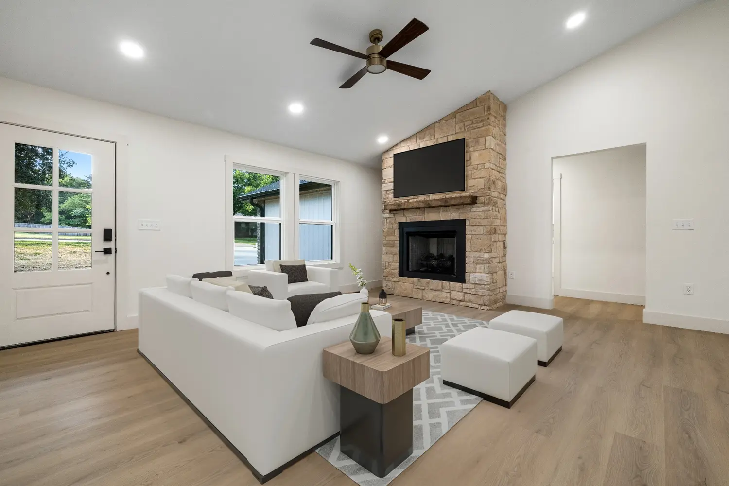 Living room in a completed Wright Homes build